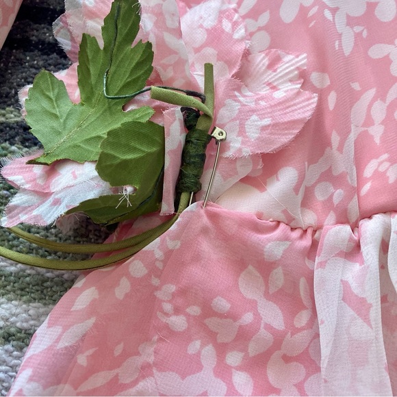 Vintage 80s pastel pink Barbiecore ruffly puff sleeve midi dress - Picture 10 of 12